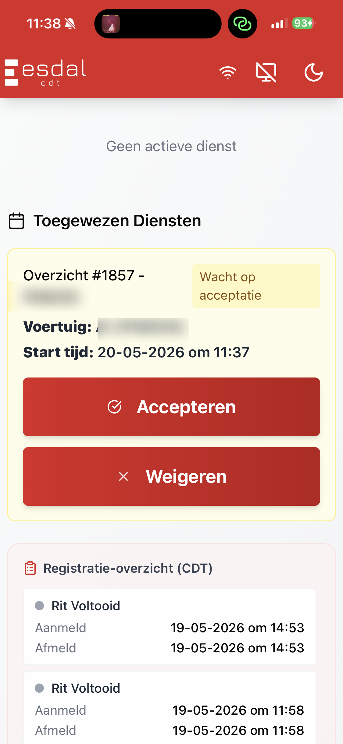 Esdal CDT — dienst toegewezen